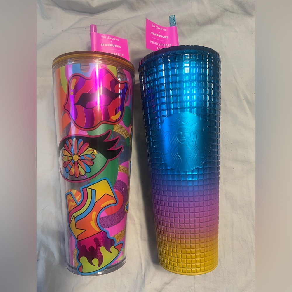 Tim Singleton + Starbucks Pride 2023 NWT 24oz Tumbler & Ombré (Lot of 2)